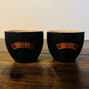 LOT OF 2 BAILEYS “YOURS / MINE” GLASSES MUGS TUMBLERS Couple Love His Her Cups